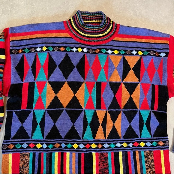 Vintage Multicolour Sweater. LL EUROPEAN. 100% cotton. Size 40/Small - Picture 3 of 9